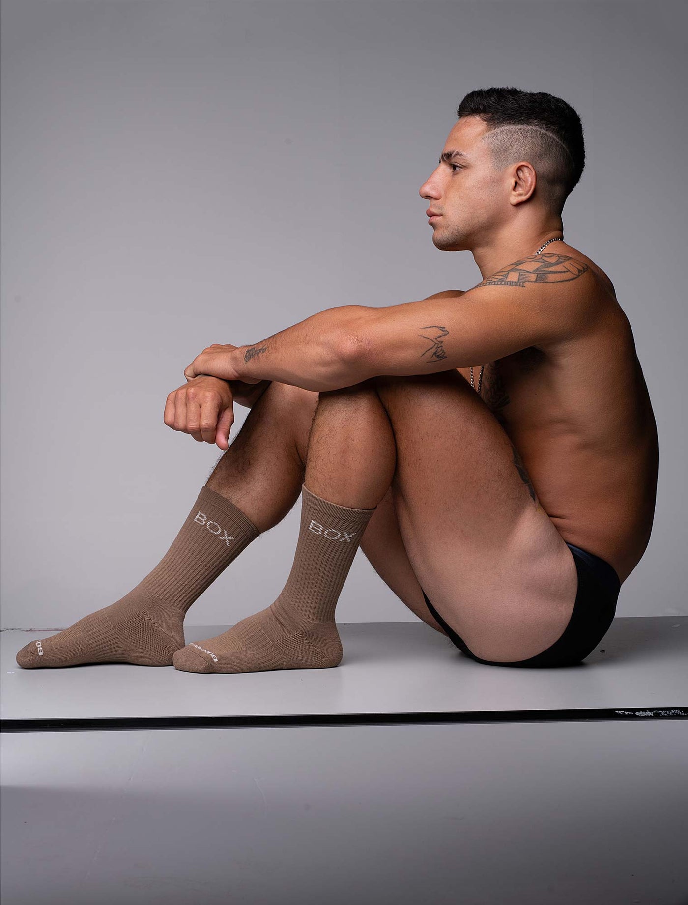 Essentials Rib Crew Socks - Taupe