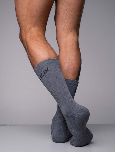 Essentials Rib Crew Socks - Light Grey