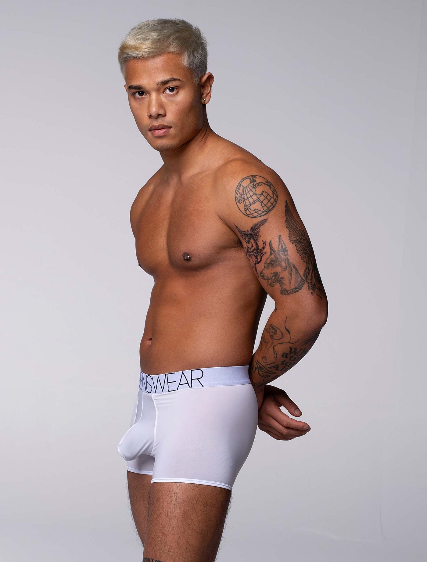 Mens Boxers: Defined Crotch - White