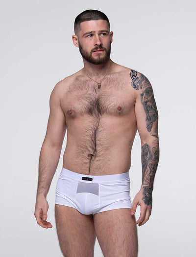 Mens Curved Mesh Boxers - White