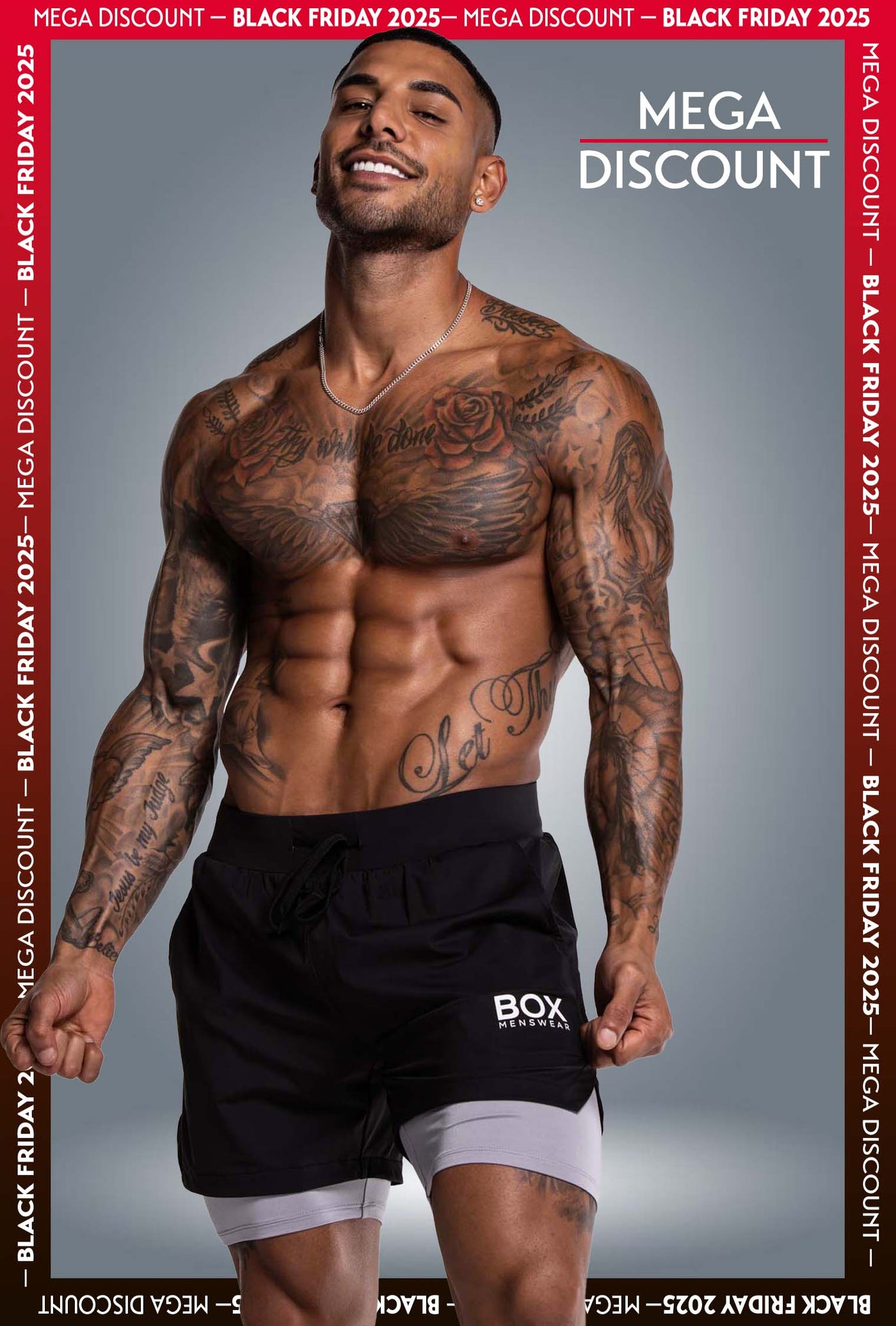 Mens Double Layer Sports Shorts - Black