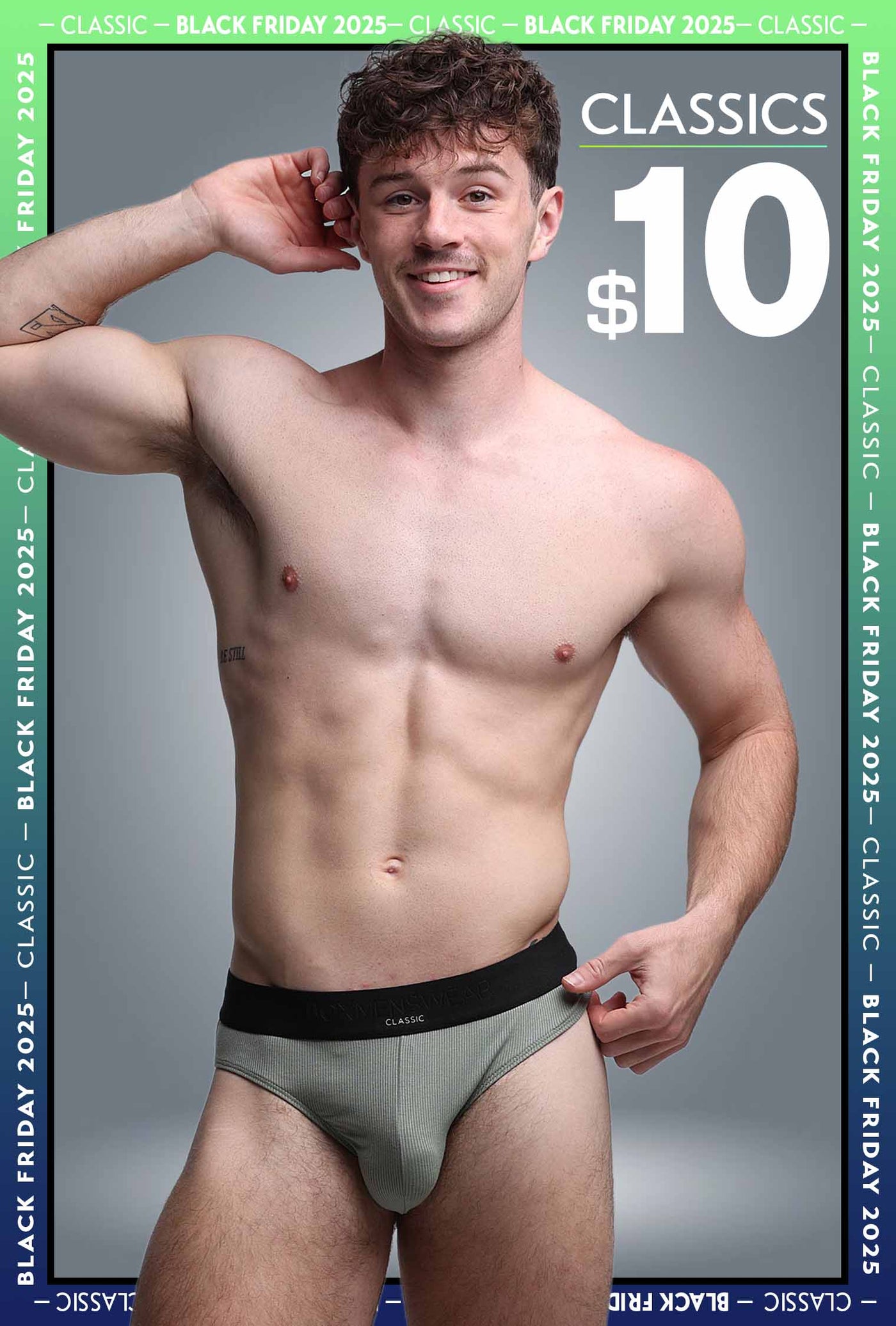 Mens Classic Ribbed Briefs - Green