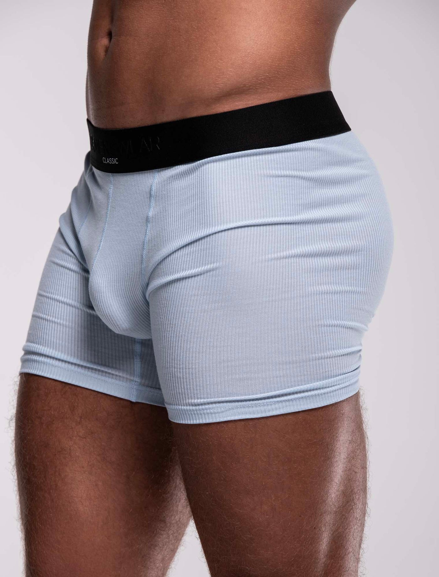 Mens Classic Ribbed Boxers - Blue