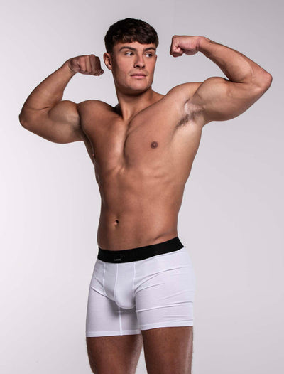 Mens Classic Ribbed Boxers - White