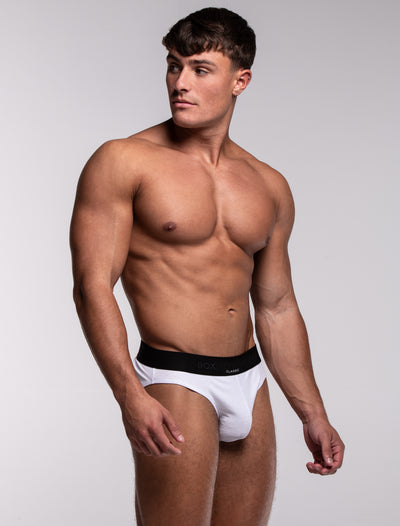 Mens Classic Ribbed Briefs - White