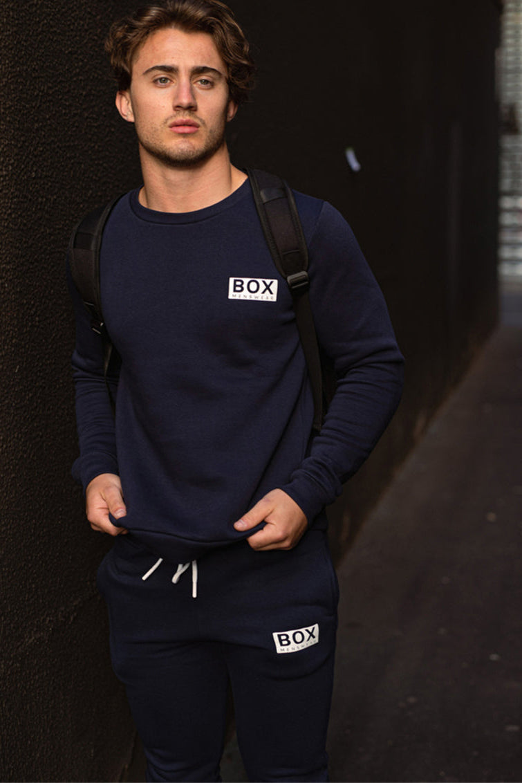 Slim Fit Crew Neck Jumper  - Navy - boxmenswear - {{variant_title}}