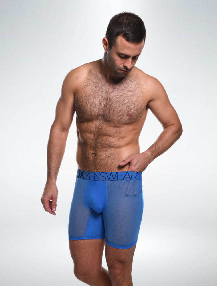 King Fit Mesh Panel - Transparent Crotch: Serious Blue