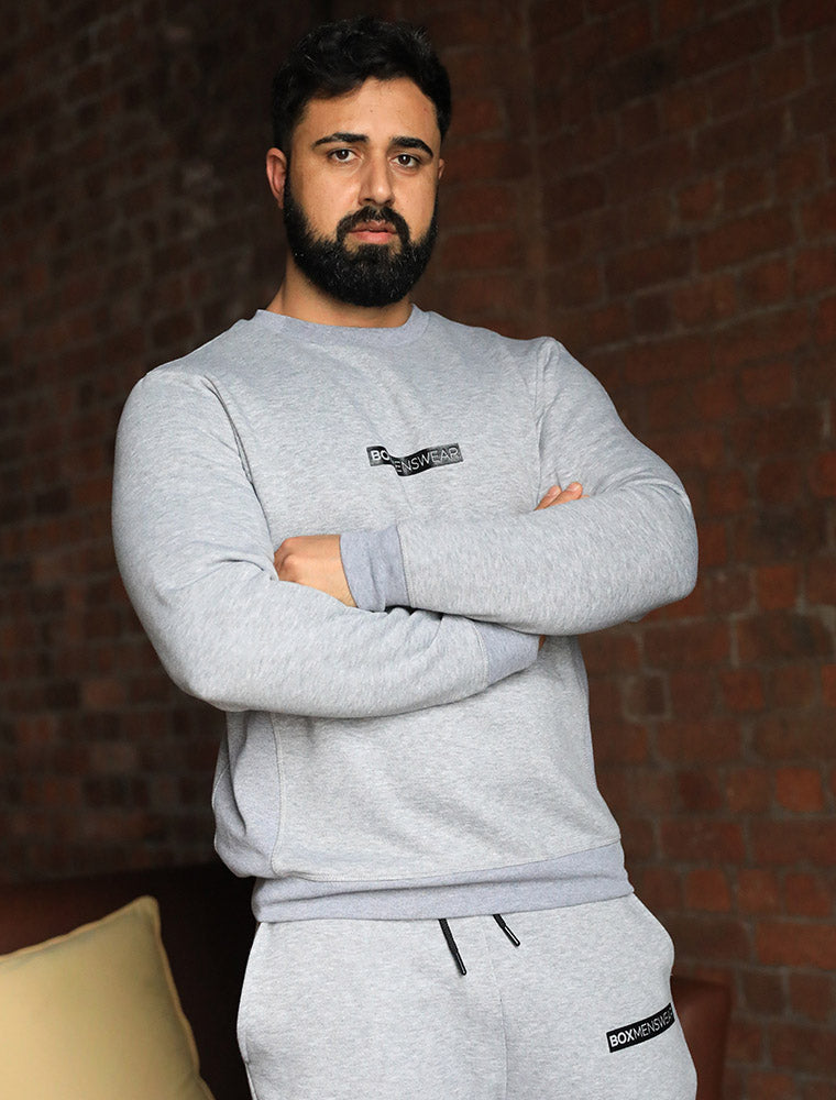 Comfort Fit: Crew Neck - Melange Grey - boxmenswear - {{variant_title}}