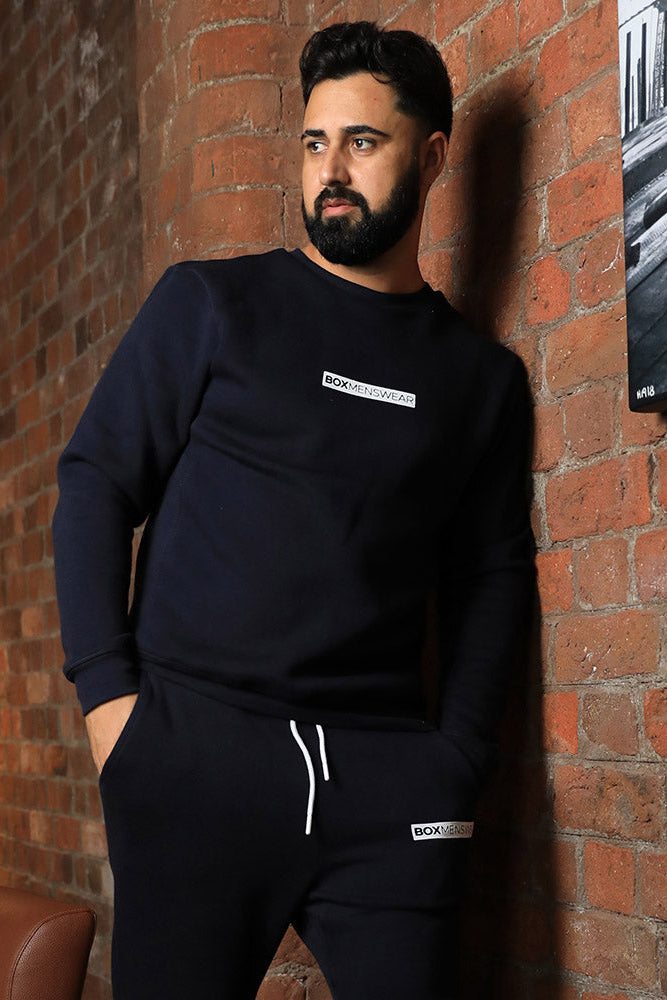 Comfort Fit: Crew Neck - Navy - boxmenswear - {{variant_title}}