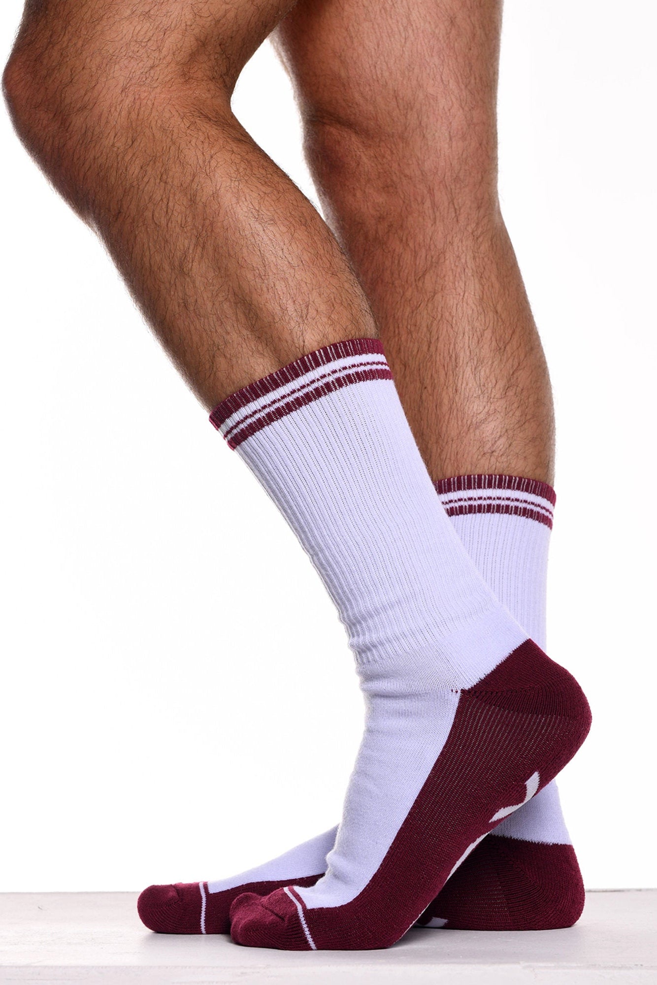 Arctic White & Burgundy - Lux Sports Socks - boxmenswear - {{variant_title}}