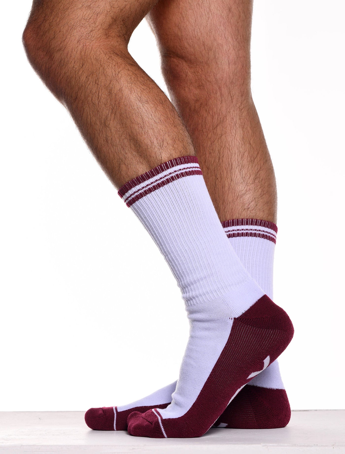 Arctic White & Burgundy - Lux Sports Socks